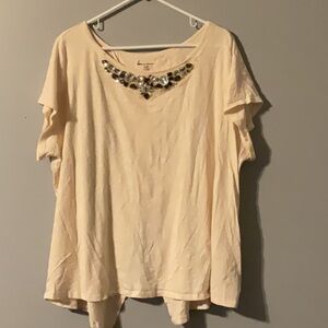 Lane Bryant Size 26/28 Cream Top with Embellished Neckline